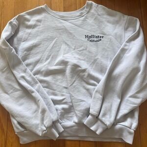 Hollister Co Womens White Embroidered Logo Crewneck Sweatshirt Size M